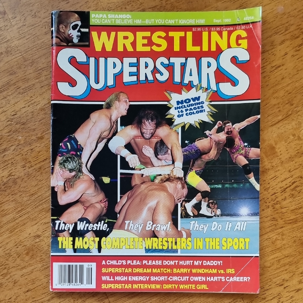 Wrestling Superstars Magazine Sept 1992 Owen Hart, Barry Windham